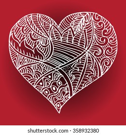 Hand drawn Heart doodle background. Vector illustration