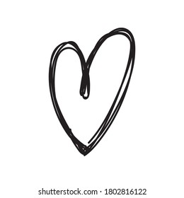 Hand drawn heart. Doodle illustration of love. Valentine's day linear sketch.
