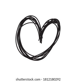 Hand drawn heart. Doodle illustration of love. Valentine's day linear sketch.