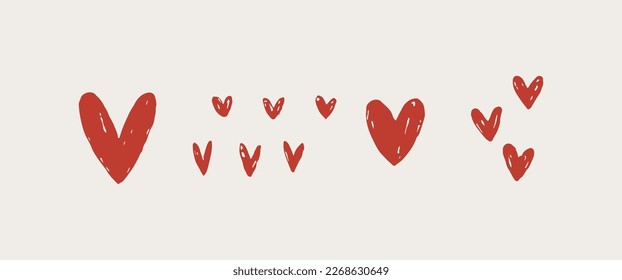 Juego de Doodle para el corazón dibujado a mano.