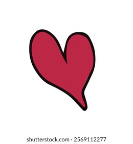 Hand drawn heart in doodle style on white background for Valentine's day design.