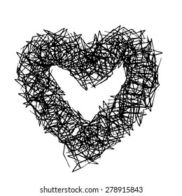Hand drawn of heart doodle , use for background . 