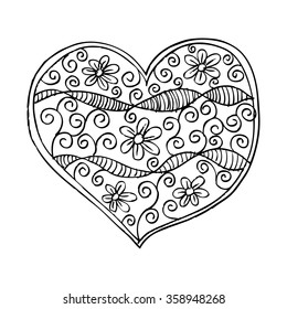 Hand drawn Heart doodle. Vector Illustration.