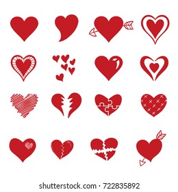 hand drawn heart doodle vector, valentine heart