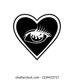 hand drawn heart eye doodle illustration for tattoo stickers poster etc