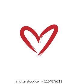 Hand drawn heart, flat vector illustration, valentine's love symbol