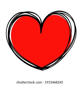 Hand drawn Heart frame. Doodle heart vector illustration, Isolated on white background.