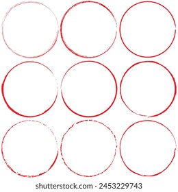 Hand drawn heart frames and stamps. Grange red brush painting isolated on white background. set of red brush painted ink stamp frames with place for your design element 11