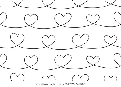 Hand drawn heart garlands seamless pattern vector illustration. Love symbol decorative element ornament. Doodle line romantic repeated drawing. Design for textile, fabric, background, wrapper