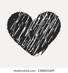 corazón dibujado a mano. Corazón de marcador áspero dibujado a mano aislado en el fondo. Ilustración vectorial para su diseño gráfico