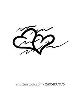 Hand drawn heart. Handdrawn rough marker hearts isolated on white background. Vector illustration for your graphic design