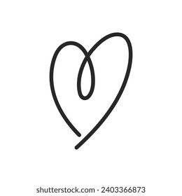 Hand Drawn Heart Icon - Continuous Single Line Love Symbol, Elegant Doodle Valentine's Sketch, Expressive Romantic Vector Design