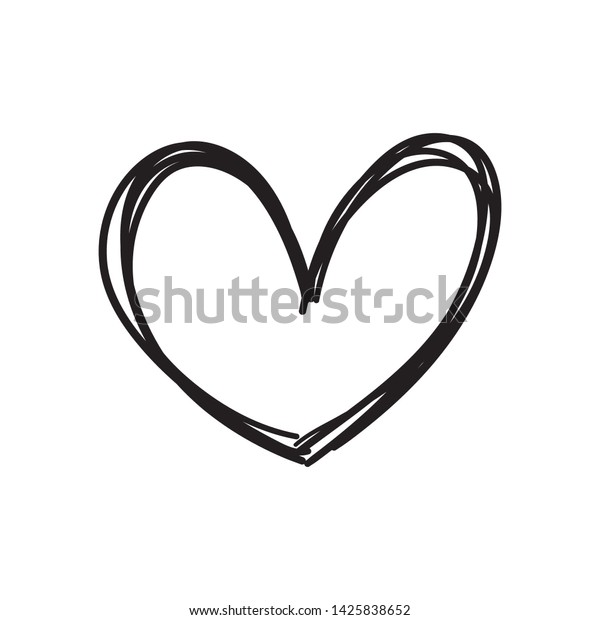 Hand Drawn Heart Icon Love Symbol Stock Vector (Royalty Free) 1425838652