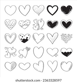 icono del corazón dibujado a mano aislado en fondo blanco.