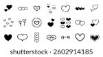 Hand drawn heart icon. Vector illustration set expressing love.