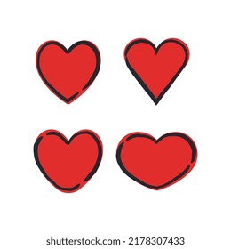 Hand drawn heart icons. Heart doodle collection for valentine's day. Wedding and love decoration elements.