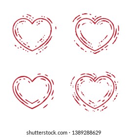 Hand drawn Heart Icons Set, for valentines and wedding - Vector