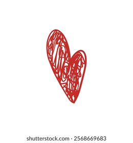 Hand drawn heart illustration. Doodle love symbol. Grunge brush stroke for valentine's day. Vector icon on white background.