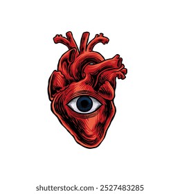 hand drawn heart illustration with eyes