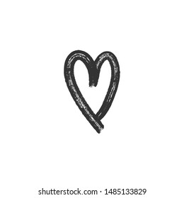 Hand drawn heart illustration. Love symbol doodle. Grungy brush stroke for valentine's day. 