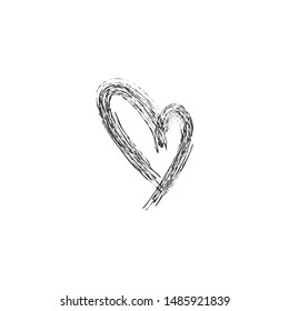 Hand drawn heart illustration. Love symbol doodle. Grungy brush stroke for valentine's day. 