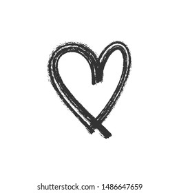 Hand drawn heart illustration. Love symbol doodle. Grungy brush stroke for valentine's day. 