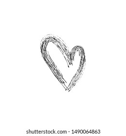 Hand drawn heart illustration. Love symbol doodle. Grungy brush stroke for valentine's day. 