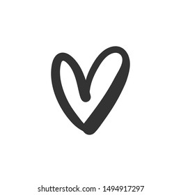 Hand drawn heart illustration. Love symbol doodle. Grungy brush stroke for valentine's day. 