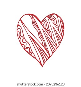 Hand drawn heart isolated. Design element for love concept. Doodle sketch heart shape.