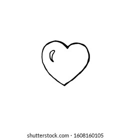 hand drawn heart, isolated on white background. Doodle vector illustration.