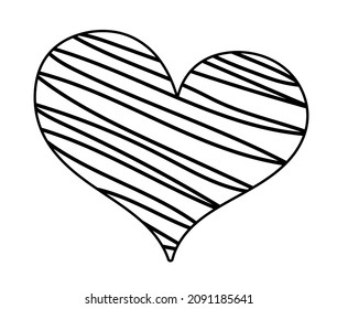 El corazón dibujado a mano aislado en el fondo blanco con un estilo de doodle simple. Símbolo de amor y Día de San Valentín. Ilustración del vector EPS10.