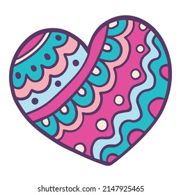 Hand drawn heart isolated on white background. Bundle of love, romance and passion symbol for Valentines day. Romantic design element. Colored illustration for your design