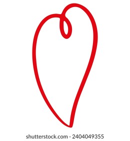 La mano atrajo el corazón. Aislado sobre un fondo blanco. Gráfico vectorial.