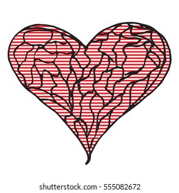 Hand Drawn Heart Isolated On White Background