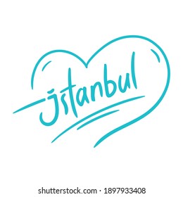 hand drawn heart and istanbul lettering. istanbul in the heart