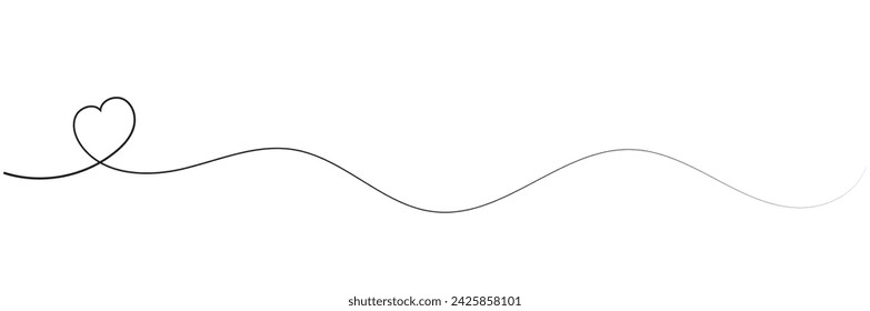 Hand drawn heart line art banner background transparent isolated