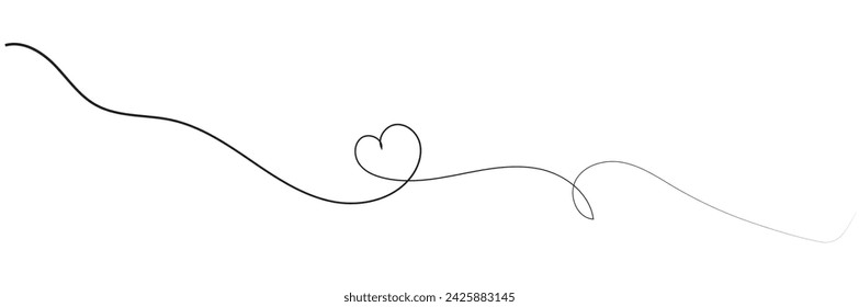 Hand drawn heart line art banner background transparent isolated