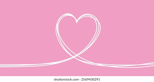 Hand drawn heart in line art style. Design for Valentine’s Day, Mother’s Day and Women’s Day. Vector illustration 