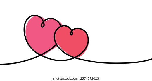 Hand drawn heart in line art style. Design for Valentine’s Day, Mother’s Day and Women’s Day. Vector illustration 