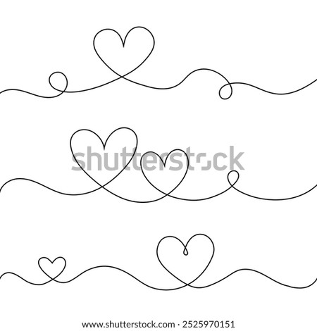 Hand drawn heart line scribble style decoration art set