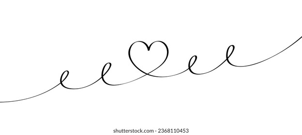 Hand drawn heart in linear style. Continuous line drawing of love sign on white background. Doodle vector graphic design.