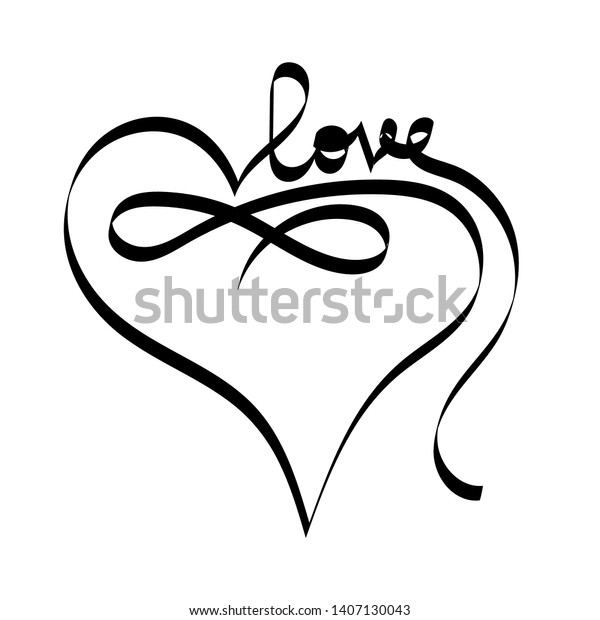 Hand drawn Heart love flat sign forever. Infinity\
romantic symbol linked, join, passion, valentine day and wedding.\
Template for t shirt, card, poster. Eps10 vector illustration. -\
Vector