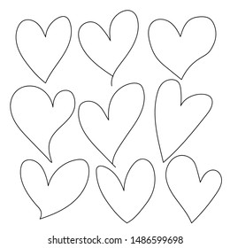 Hand drawn of heart love icon - Set of heart symbol, valentine day - romance illustration isolated on white background. Unique elements for design - vector design
