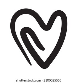 Hand drawn heart. Love shape doodle symbol, scribble heart vector icon, wedding sketched silhouette, vintage freehand drawing, brush outline