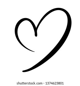 Hand drawn Heart love sign. Romantic calligraphy vector illustration. Concepn icon symbol for t-shirt, greeting card, poster wedding. Design flat element of valentine day.