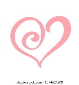 Hand drawn Heart love sign. Romantic calligraphy vector illustration. Concepn icon symbol for t-shirt, greeting card, poster wedding. Design flat element of valentine day.