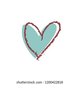 Hand drawn heart, love symbol, vector illustration
