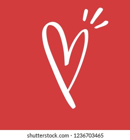 Hand drawn heart, love symbol, calligraphic illustration