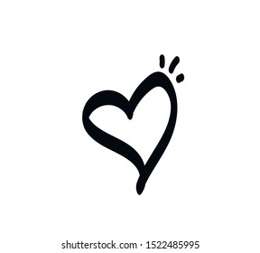 Hand drawn heart, love symbol, calligraphic illustration icon