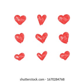 Hand drawn heart, love symbol, calligraphic illustration set